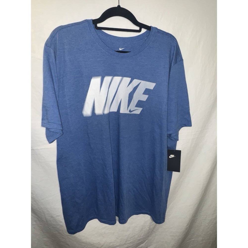 Nike Shirt Mens XXL Blue Short Sleeve Big Logo Tee  Fading Nike Design T-Shirt